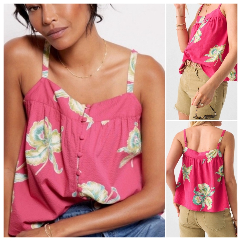 Faherty | Marina Seersucker Tank Top Orchid Blossom Pink Medium